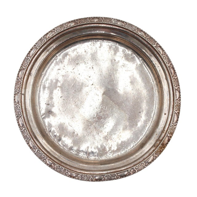 Waldorf Astoria Art Deco Silver Plated Brass Round Platter For Sale - Image 4 of 5