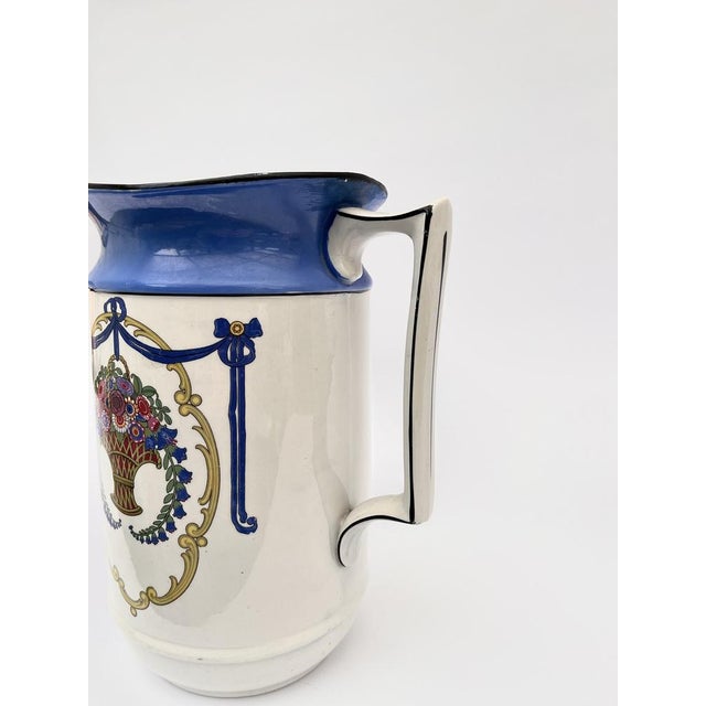 Ceramic Antique English Pottery Toilet Jug by N.H.P., 1890s For Sale - Image 7 of 9