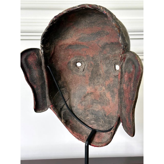 Tibetan Gilt Copper Alloy Mask on Display Stand For Sale - Image 15 of 18