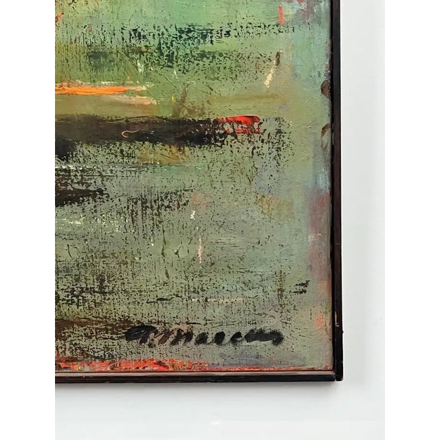 Alice Marcus " the Cockfight " Oil Painting on Canvas , Signed & Framed 1981 For Sale - Image 11 of 12