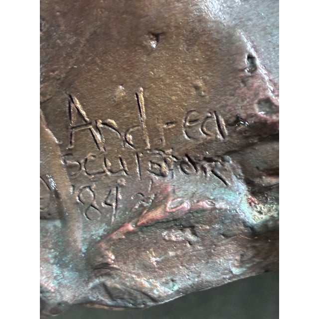 1980s 1980s Original Bronze Sculpture of a Girls Head, Marked “Andrea, Sculpted ‘84” For Sale - Image 5 of 9