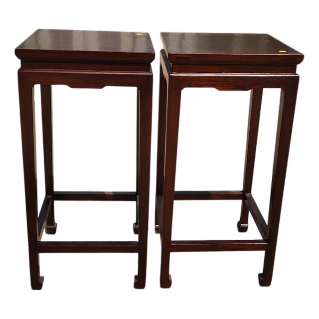 Pair of Asian Square Top Accent Tables or Side Tables For Sale