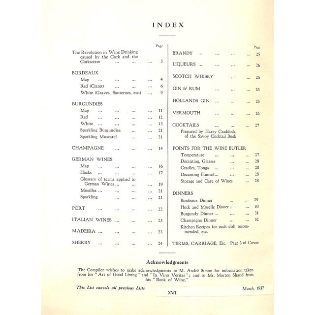 "A Book of Wine and the Wholesale Prices of Wines in the Savoy Cellar" 1937 For Sale - Image 14 of 16