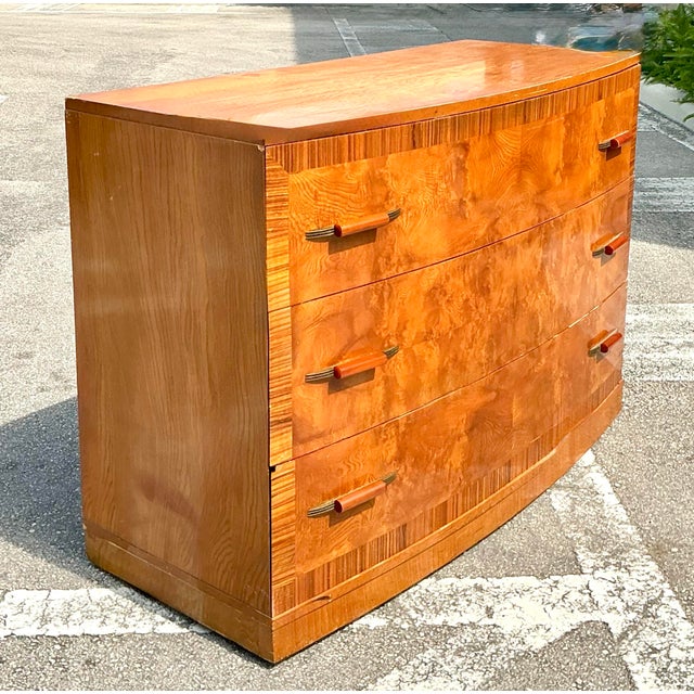 Wood Vintage Deco Burl Wood Chest of Drawers For Sale - Image 7 of 12