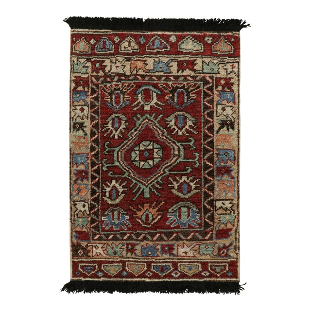 2010s Rug & Kilim’s Antique Tribal Style Rug in Red With Geometric Patterns For Sale