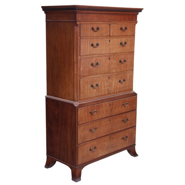 Antique 19th century inlaid mahogany tallboy chest on chest of drawers – a beautifully crafted piece that has been...