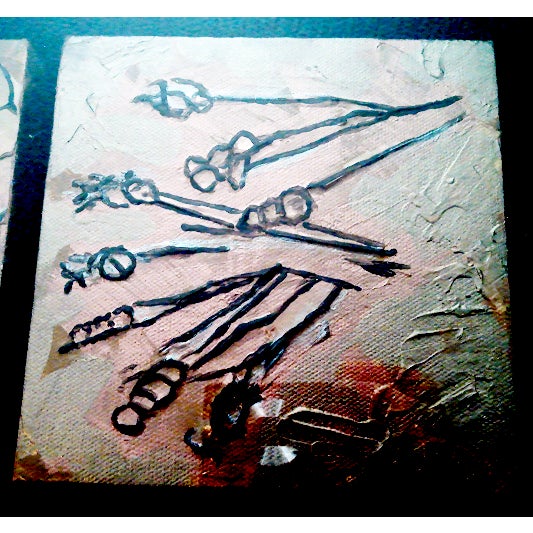 Copper Color Metal Repousse Style Flowers in a Shadow Box For Sale - Image 4 of 6