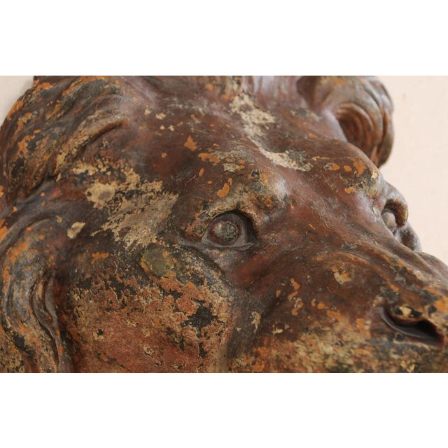 A Terracotta Lion's Head Wall Plaque For Sale - Image 4 of 8