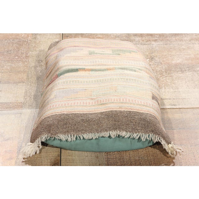Beige Vintage Pastel Tribal Turkish Kilim Rug Pillow - 01'03 X 01'08 For Sale - Image 8 of 10