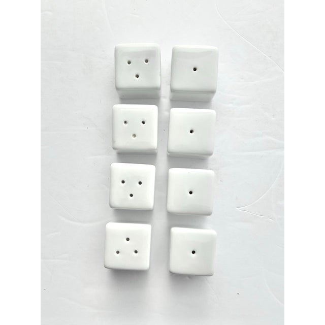 Contemporary Contemporary Crate & Barrel White Porcelain Mini Cube Dice Salt & Pepper Shakers - Set of 8 For Sale - Image 3 of 5