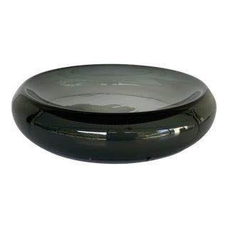 Theodore Alexander Large Smokey Black Art Glass Bowl For Sale