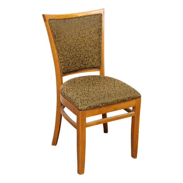 Vintage Traditional Wooden Dining Chair With Foliate Upholstery For Sale