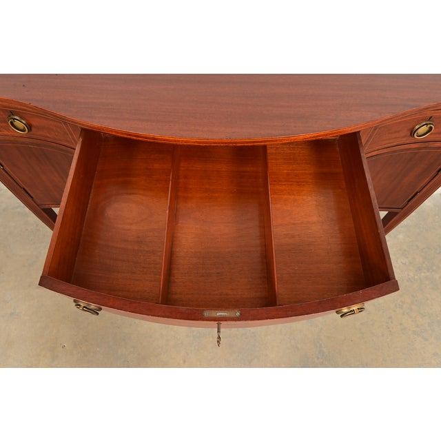 Wood Baker Furniture Style Federal Inlaid Mahogany Sideboard Credenza For Sale - Image 7 of 16