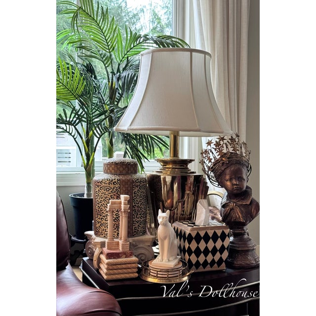 Vintage Rembrandt Solid Brass Art Deco Lamp With Shade For Sale - Image 13 of 14