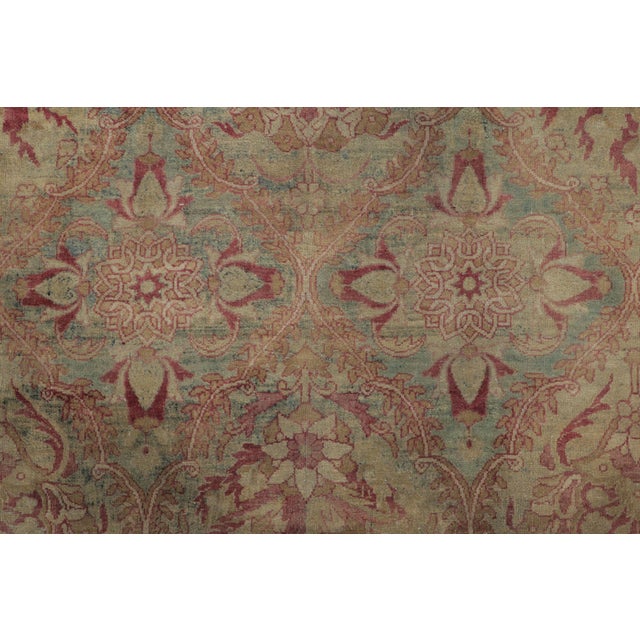 Traditional Antique Distressed Kerman Rug, Floral Lattice in Red & Beige Tones - Rug & Kilim For Sale - Image 3 of 7
