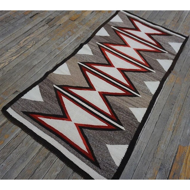 1920s Small Gray Antique Tribal Geometric Native American Navajo Flat Weave Rug For Sale - Image 11 of 11