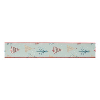 Christmas Tree Print Wired Ribbon (Set of 2) For Sale