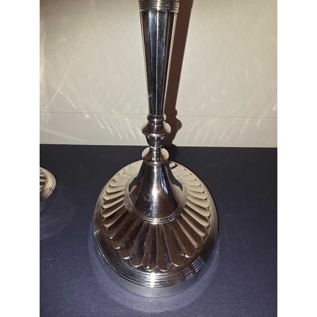 Pair of Silver Plated Adam Style Candlestick Holders For Sale In San Antonio - Image 6 of 7