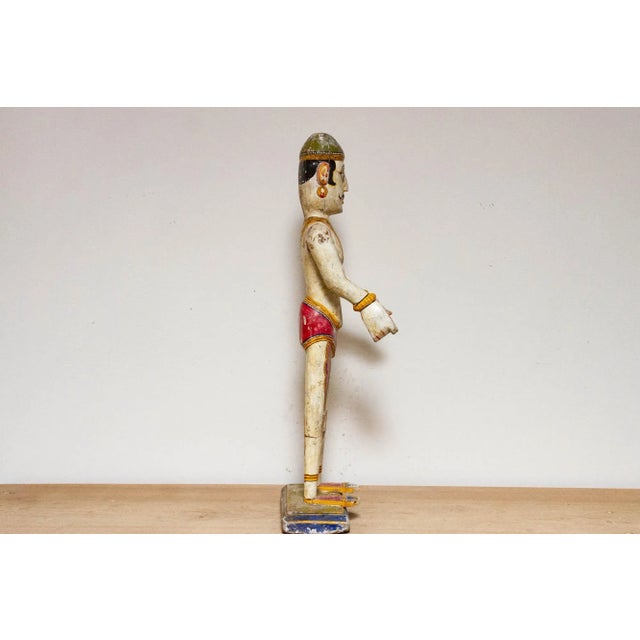Wood Antique Painted Indian Folk Gangaur Figure For Sale - Image 7 of 10