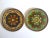 This set of two vintage Mid century Moroccan brass multicolor inlaid enamel decorative wall plates are an incredibly...