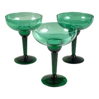 1980s Margarita, Glasses – Masterfully Hand Blown – Set of Three For Sale