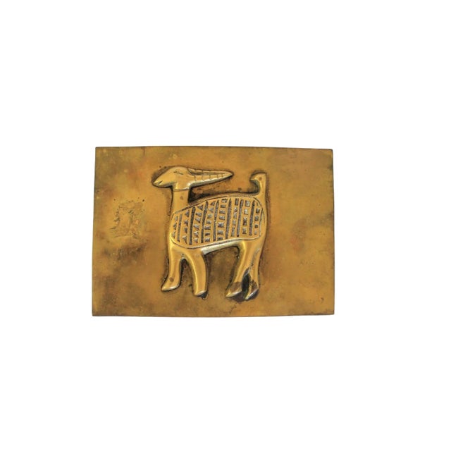 Brass Vintage Brass Trinket Box W/ African Gazelle Figure For Sale - Image 8 of 8