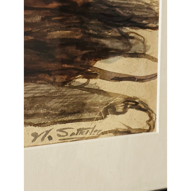 Victorian Late 19th Century Walter Satterlee Original Watercolor – Professionally Restored and Newly Framed For Sale - Image 3 of 9