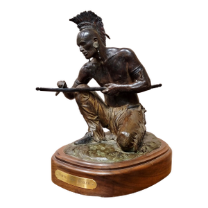 Bill Nebeker - Native American Indian Making a Bow-Bronze Sculpture