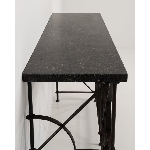 Industrial Wrought Iron Console Table With Blue Stone Top For Sale - Image 3 of 9