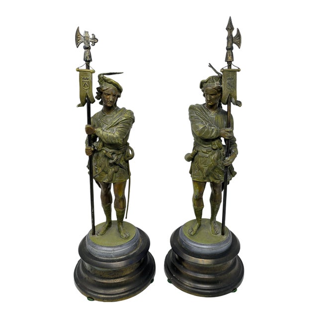 Late 19th - Early 20th Century Renaissance Style Italian Spelter Guards For Sale