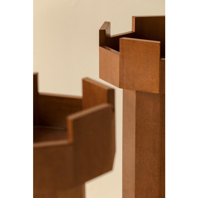 Wood Vintage Italian Pedestal in Wood, 1970s For Sale - Image 7 of 17