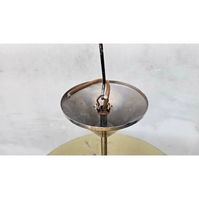 Pre-war brass nickel-plated chandelier and lamp, dimensions: height: 38 cm, lampshade diameter: 43 cm. European Plug (up...