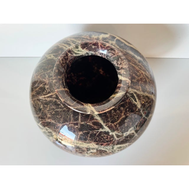1980s Postmodern Faux Marble Vase For Sale - Image 10 of 11