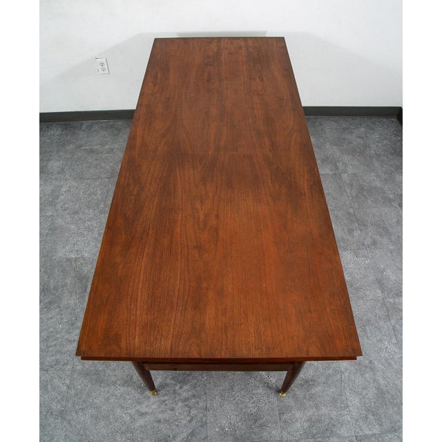 1960s 1960s Mid Century Modern Desk Office Executive Walnut Cane Back 4 Drawers File MCM 60s For Sale - Image 5 of 12