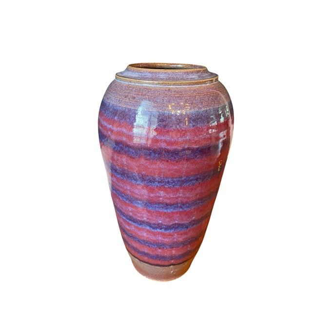 Mid-Century Modern Large Signed Late 20th Century Studio Pottery Vase – 16” For Sale - Image 3 of 10