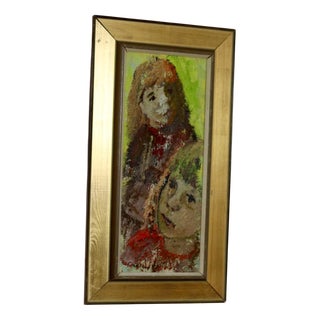 Bertil Wahlgren, Two Children, 1960s, Oil on Canvas, Framed For Sale