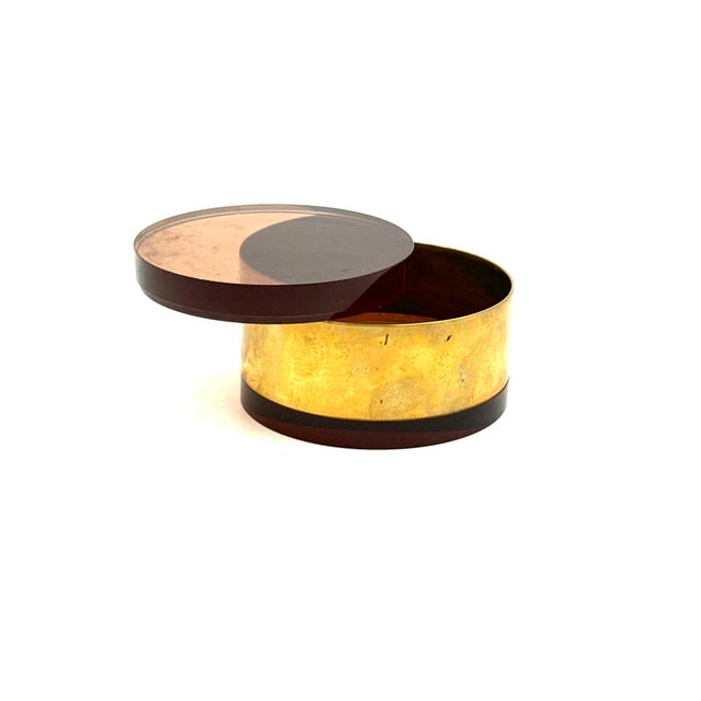 Brown Mid-Century Cylindrical Jewelry Box, Italy 1970s For Sale - Image 8 of 10