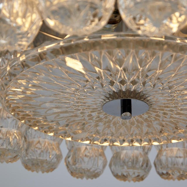 Glass and Chrome Chandelier For Sale - Image 3 of 18