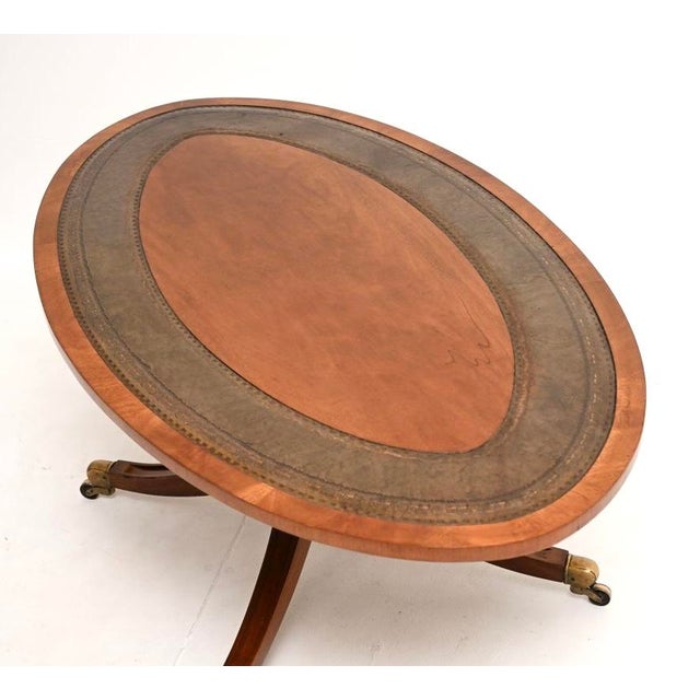 1950s Antique Regency Leather Top Coffee Table, 1950 For Sale - Image 5 of 10