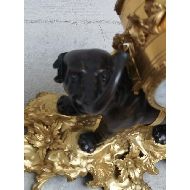 Gilt Bronze Desk Clock with Elephant Angel Decor For Sale - Image 10 of 18