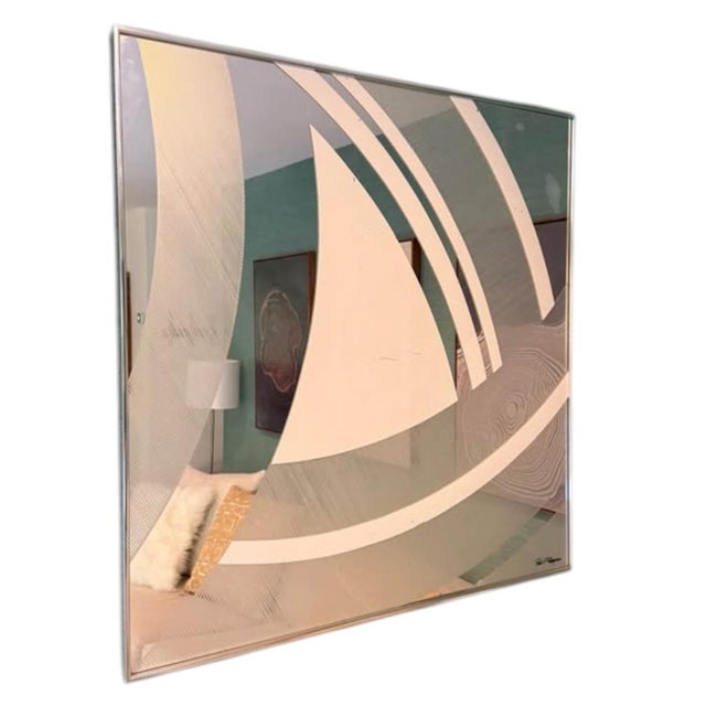 Mid-Century Modern 1973 Geometric Op-Art Mirror Paula F. Dreisinani for Greg Copelamd Studios For Sale - Image 3 of 8