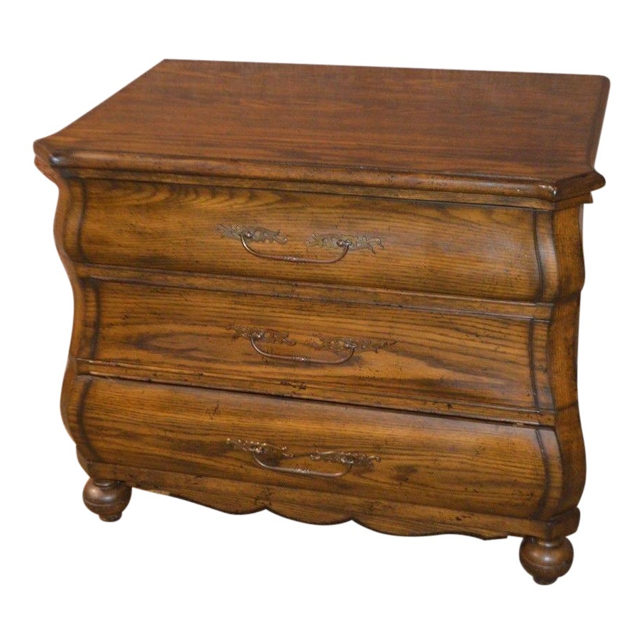 1980s Traditional Oak Bombe' Chest/Nightstand Chairish