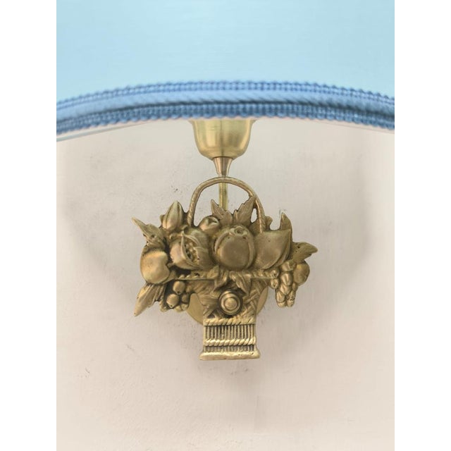 Fabric Fan Sconce with Cast Fruit Decoration, 1950s, in Very Good conditions. Designed 1950 to 1959 Up to 250V (Europe/UK...