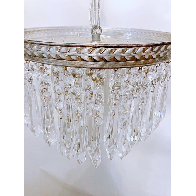 1950s Italian Pewter Frame Upside Down Layered Chandelier For Sale - Image 9 of 10