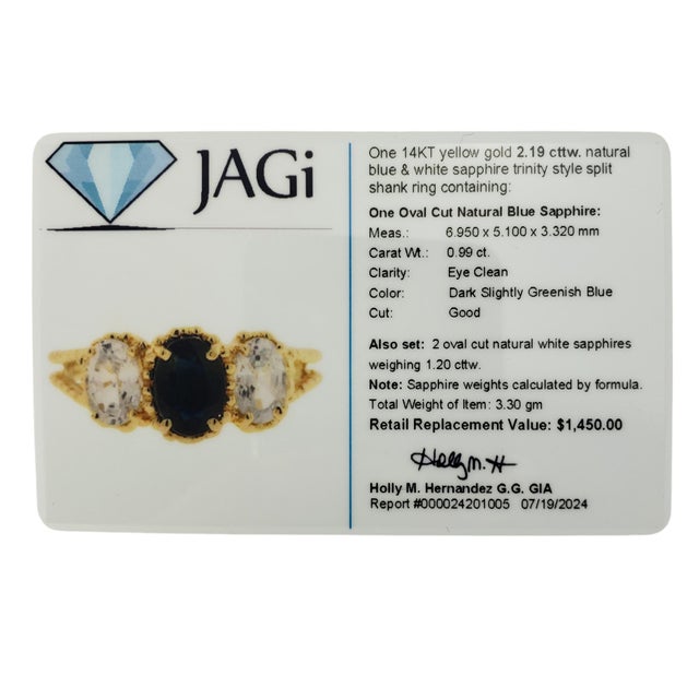 Mid 20th Century 14 Karat Yellow Gold Blue and White Sapphire Ring Size 6 For Sale - Image 9 of 9