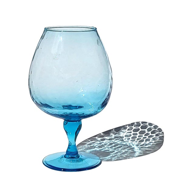 Empoli 1960s Empoli Blue Stemmed Optic Glass Vase For Sale - Image 4 of 9