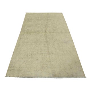Ikat Rug 6′ X 9’1” Gray Wool Modern Hand-Knotted Oriental Carpet For Sale