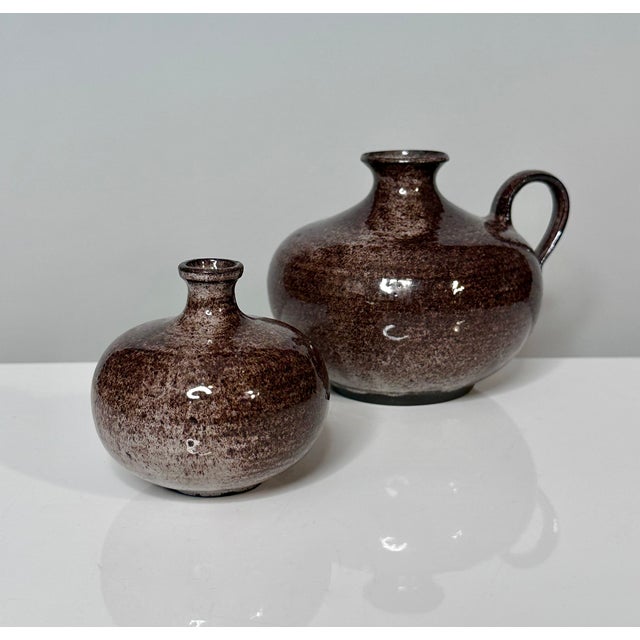 Mid-Century Modern Studio Ceramic Art Jug and Vase from Elli & Walter Serocka, Germany, 1970s, Set of 2 For Sale - Image 3 of 18