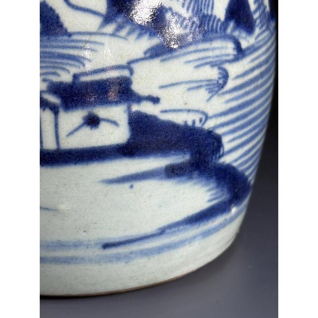 Ceramic Chinese Qing Dynasty Blue and White Porcelain Ginger Jar, 19th Century For Sale - Image 7 of 8