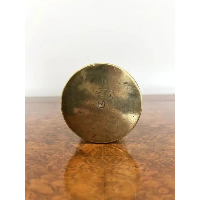 Antique Trench Art Brass Empty Shell Case, 1915 For Sale - Image 3 of 7